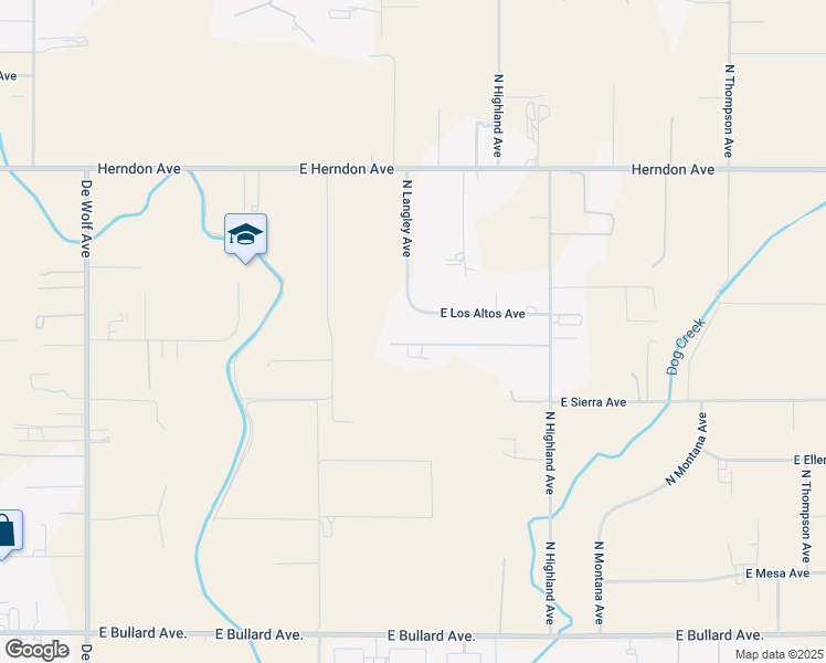 map of restaurants, bars, coffee shops, grocery stores, and more near 8639 East Los Altos Avenue in Clovis