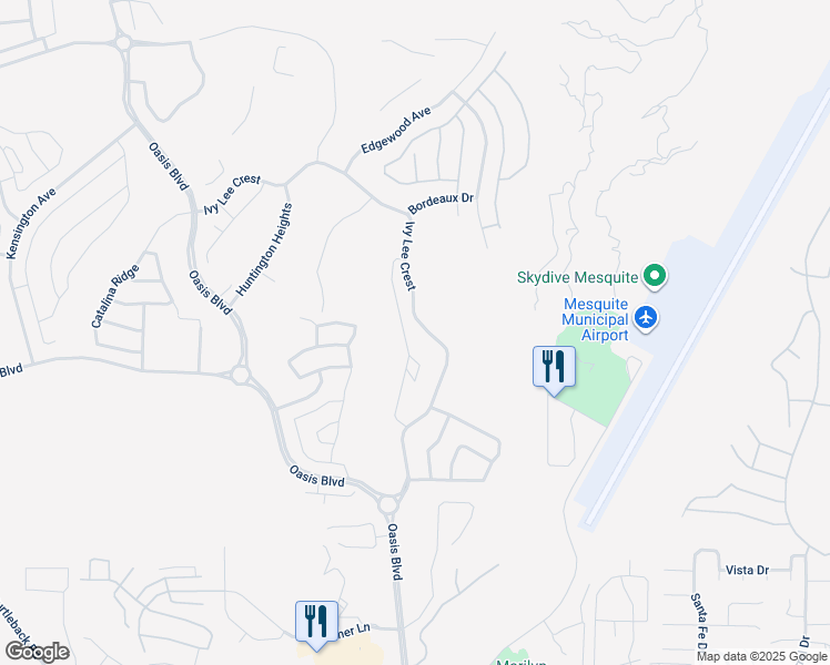 map of restaurants, bars, coffee shops, grocery stores, and more near 1284 Montrose Crest in Mesquite