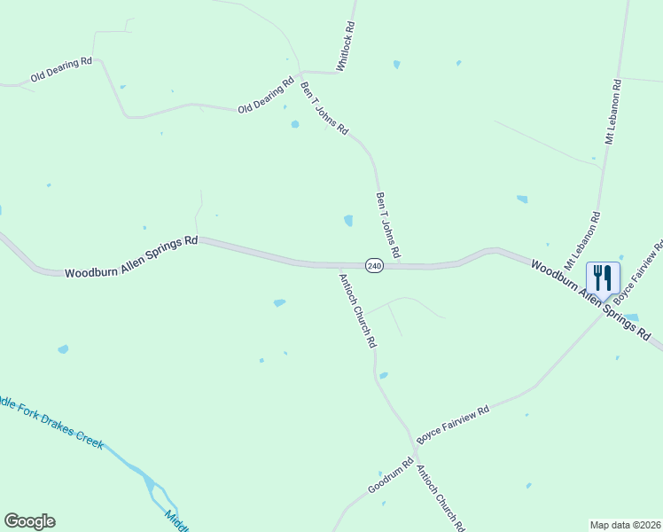 map of restaurants, bars, coffee shops, grocery stores, and more near 9799 Woodburn Allen Springs Road in Alvaton