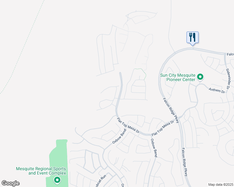 map of restaurants, bars, coffee shops, grocery stores, and more near 1294 Rainbow Ridge in Mesquite