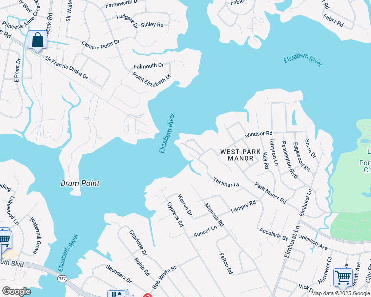 map of restaurants, bars, coffee shops, grocery stores, and more near 32 Sandie Point Lane in Portsmouth