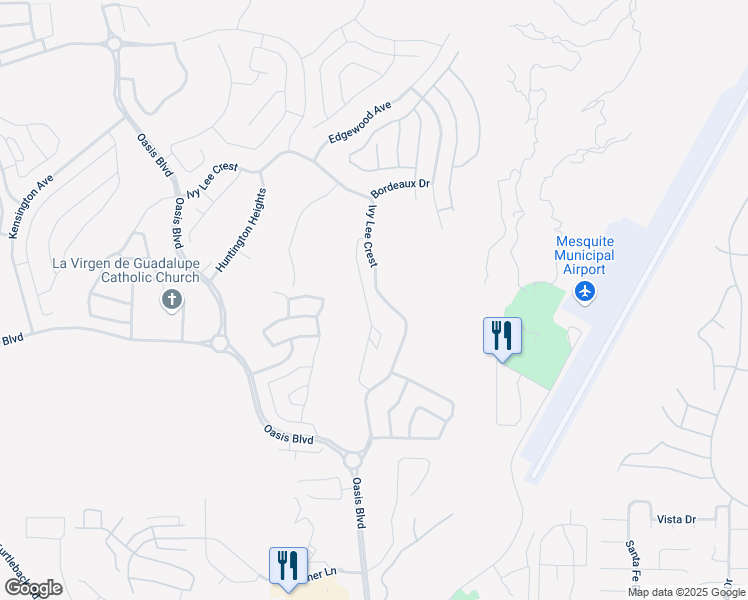map of restaurants, bars, coffee shops, grocery stores, and more near 1290 Montrose Crest in Mesquite