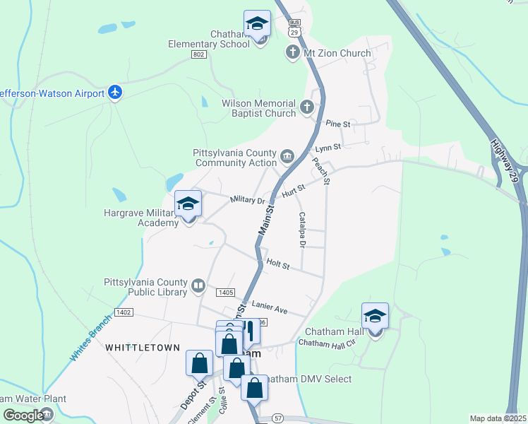 map of restaurants, bars, coffee shops, grocery stores, and more near 262 Main Street in Chatham