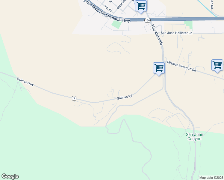 map of restaurants, bars, coffee shops, grocery stores, and more near 1131A Salinas Road in San Juan Bautista