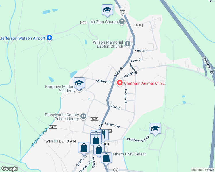map of restaurants, bars, coffee shops, grocery stores, and more near 262 Main St in Chatham