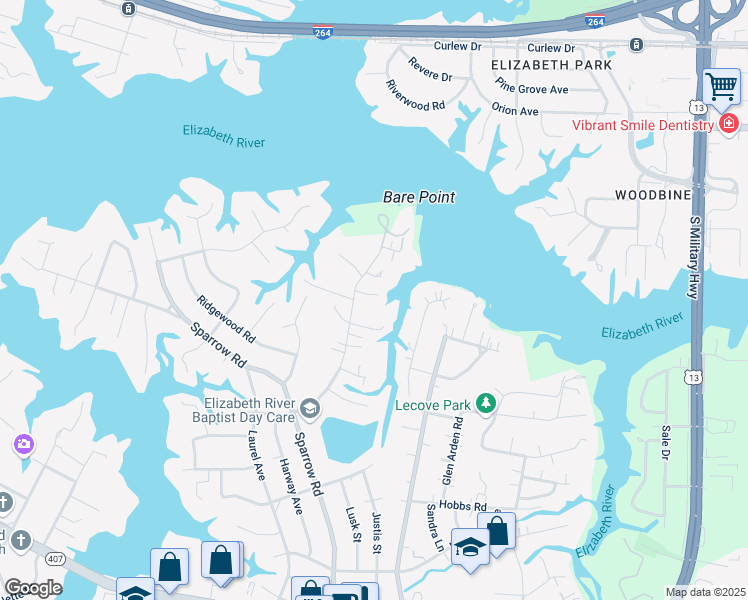 map of restaurants, bars, coffee shops, grocery stores, and more near 813 Cleary Court in Virginia Beach