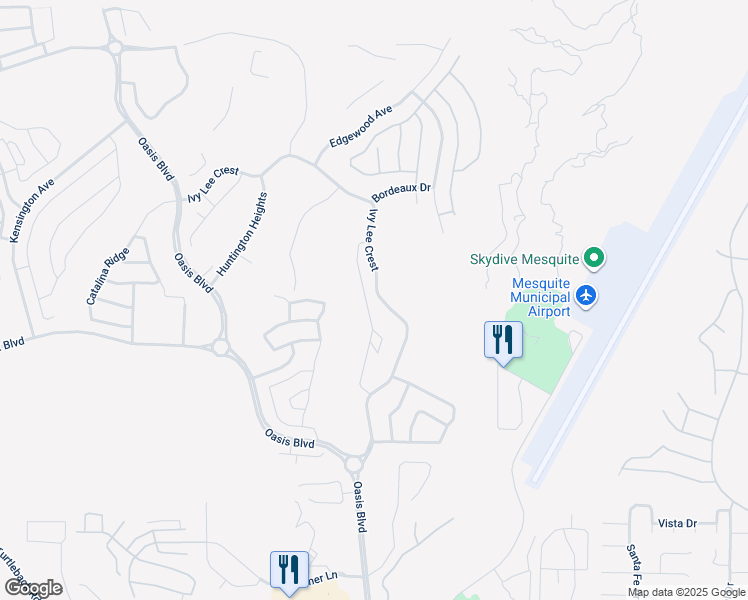 map of restaurants, bars, coffee shops, grocery stores, and more near 1294 Montrose Crest in Mesquite
