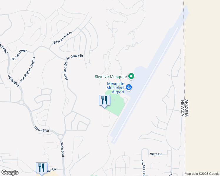 map of restaurants, bars, coffee shops, grocery stores, and more near 405 Paradise Parkway in Mesquite