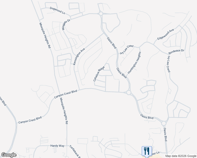 map of restaurants, bars, coffee shops, grocery stores, and more near 486 Verbena Lane in Mesquite