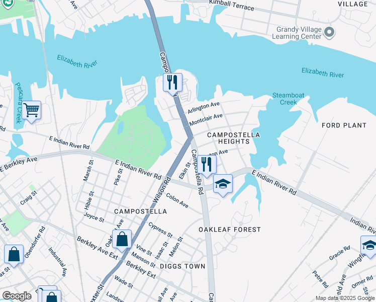 map of restaurants, bars, coffee shops, grocery stores, and more near 806 Wilson Road in Norfolk