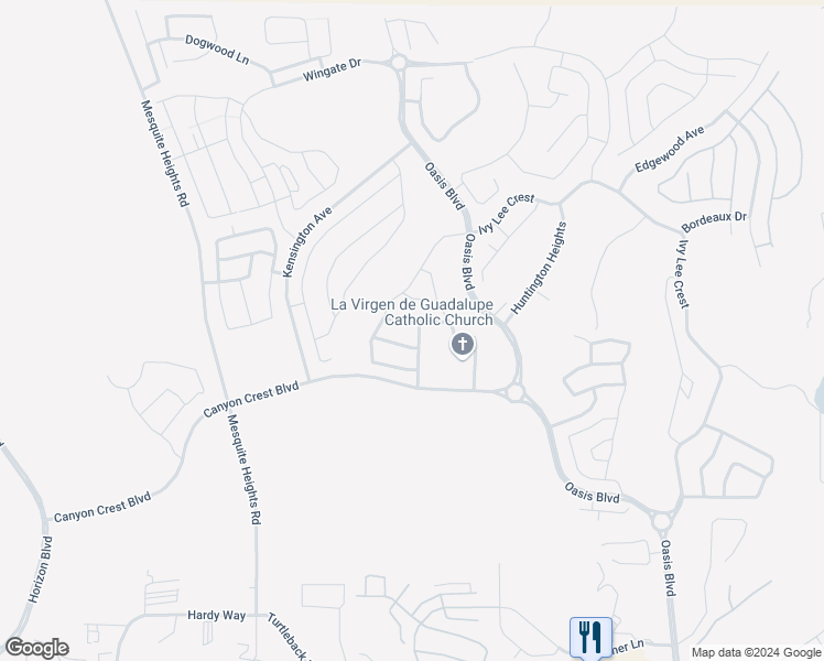 map of restaurants, bars, coffee shops, grocery stores, and more near 1313 Gold Water Alley in Mesquite