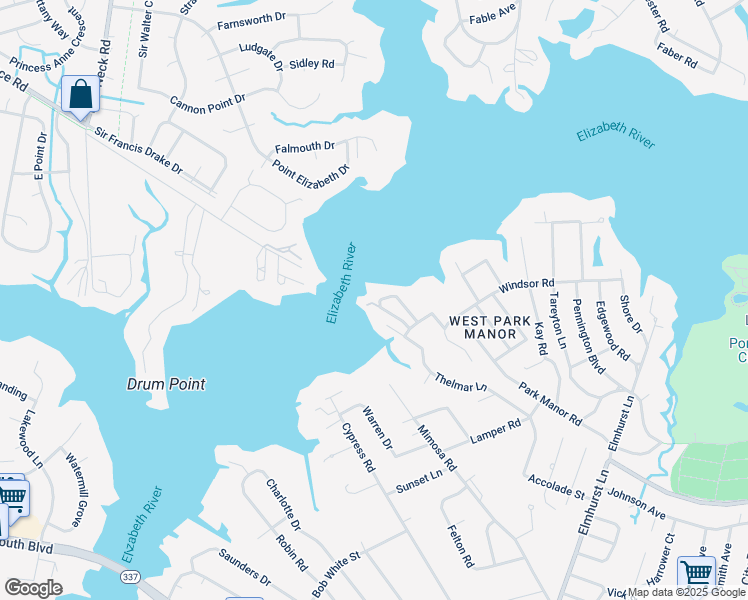 map of restaurants, bars, coffee shops, grocery stores, and more near 44 Sandie Point Lane in Portsmouth