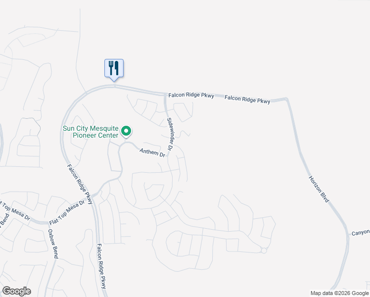 map of restaurants, bars, coffee shops, grocery stores, and more near 1280 Sidewinder Drive in Mesquite