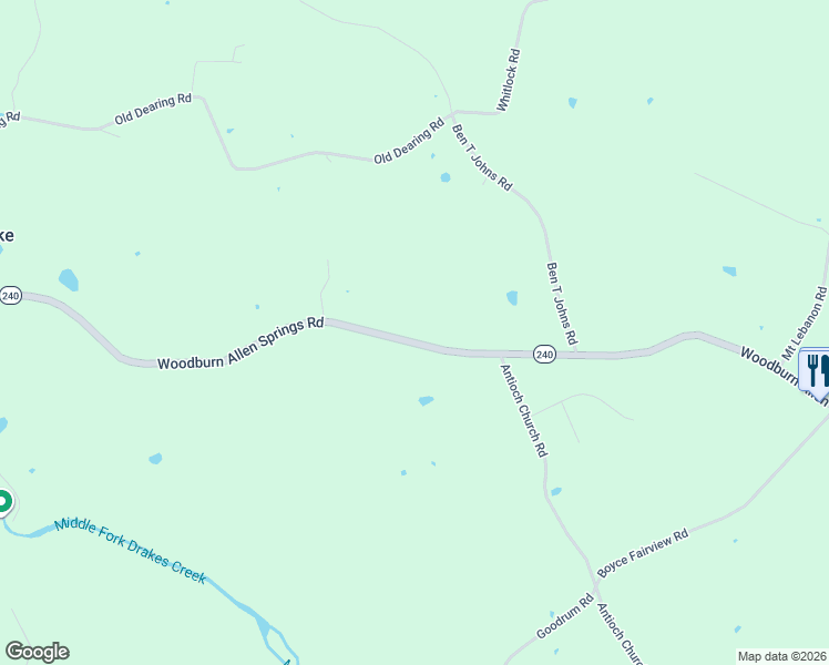 map of restaurants, bars, coffee shops, grocery stores, and more near 9417-9799 Woodburn Allen Springs Road in Alvaton