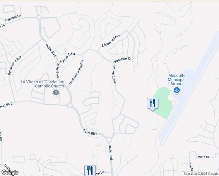 map of restaurants, bars, coffee shops, grocery stores, and more near 1313 Montrose Crest in Mesquite