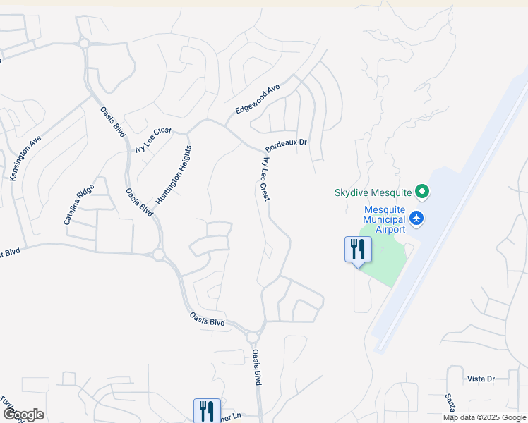 map of restaurants, bars, coffee shops, grocery stores, and more near 1312 Montrose Crest in Mesquite