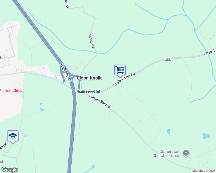 map of restaurants, bars, coffee shops, grocery stores, and more near 1219 Chalk Level Road in Chatham