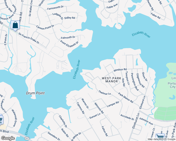 map of restaurants, bars, coffee shops, grocery stores, and more near 19 Sandie Point Lane in Portsmouth