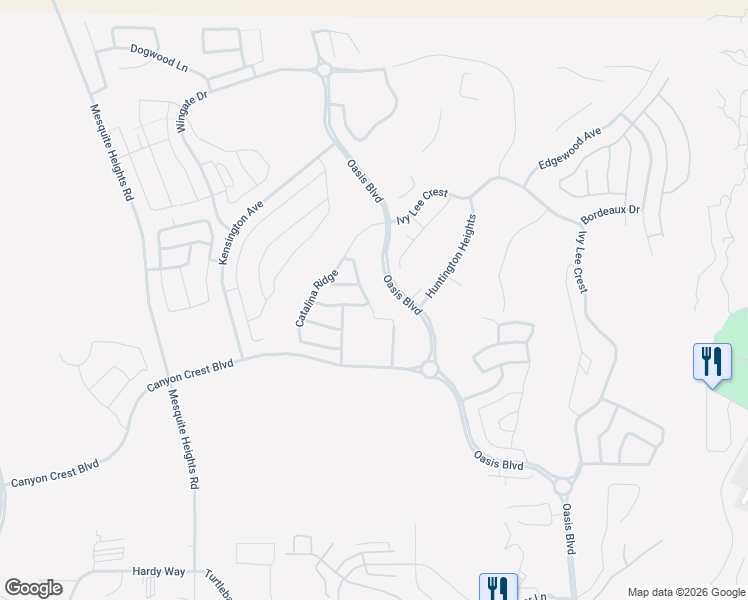 map of restaurants, bars, coffee shops, grocery stores, and more near 1328 Mariposa Way in Mesquite