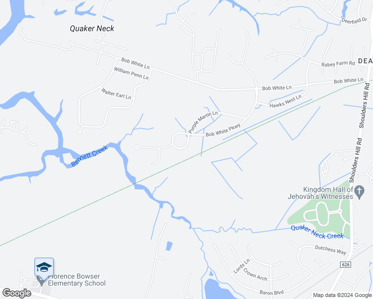 map of restaurants, bars, coffee shops, grocery stores, and more near 259 Purple Martin Lane in Suffolk