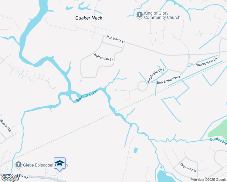 map of restaurants, bars, coffee shops, grocery stores, and more near 421 Quaker Ridge Court in Suffolk