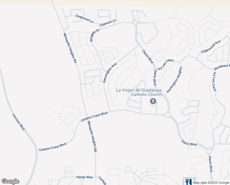 map of restaurants, bars, coffee shops, grocery stores, and more near 1341 Stonewall Bend in Mesquite