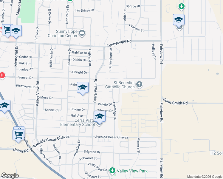 map of restaurants, bars, coffee shops, grocery stores, and more near 1691 Monte Vista Drive in Hollister