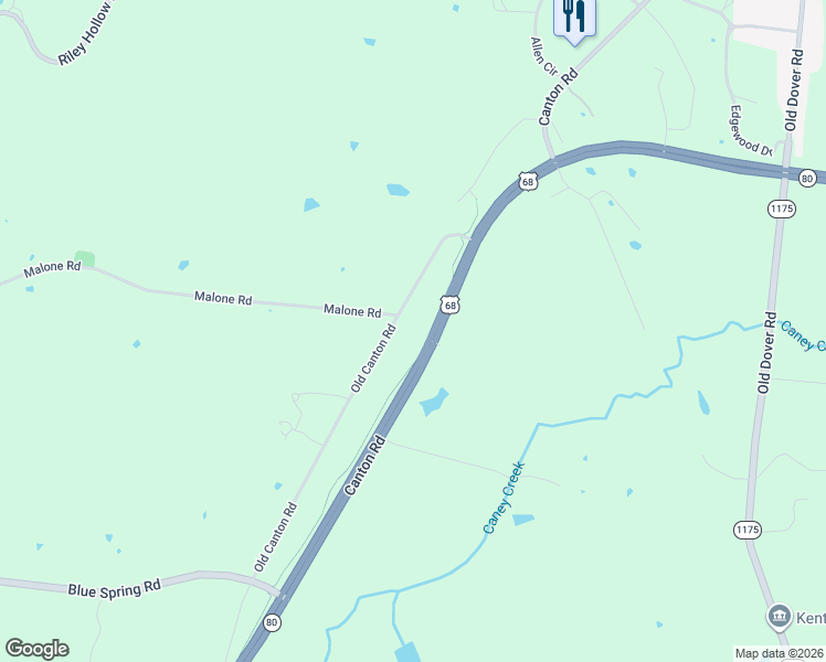 map of restaurants, bars, coffee shops, grocery stores, and more near 2301-2599 Canton Road in Cadiz