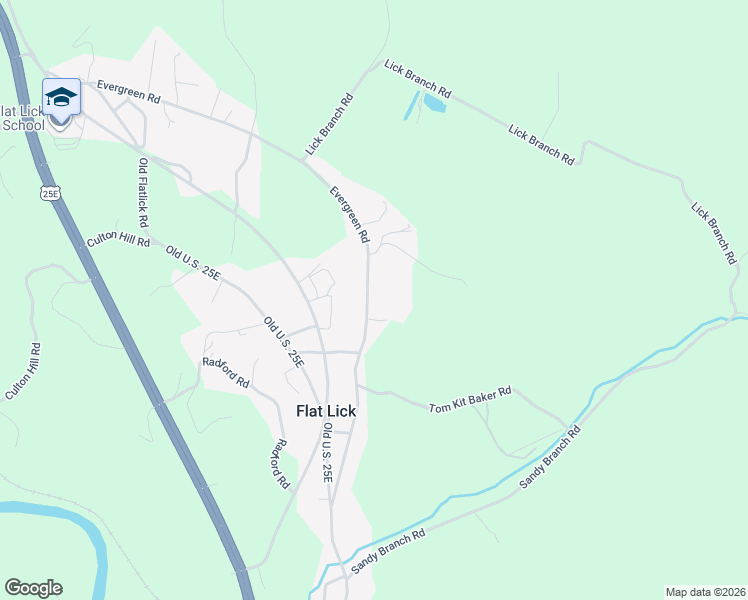 map of restaurants, bars, coffee shops, grocery stores, and more near 1047 Evergreen Road in Flat Lick