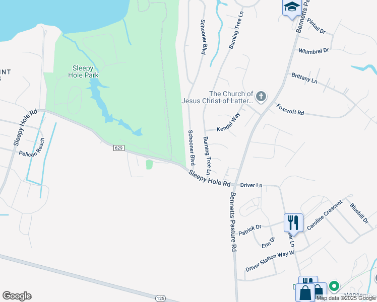 map of restaurants, bars, coffee shops, grocery stores, and more near 4573 Schooner Boulevard in Suffolk