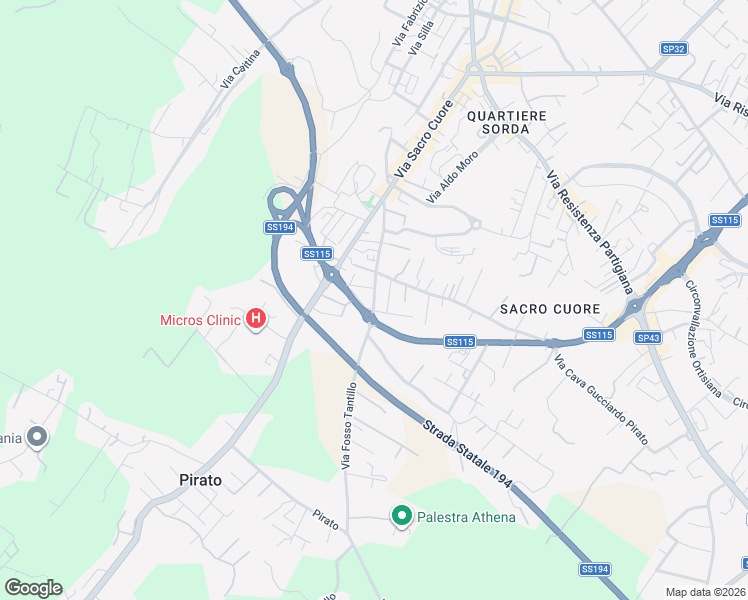 map of restaurants, bars, coffee shops, grocery stores, and more near 161 Via Fosso Tantillo in Modica