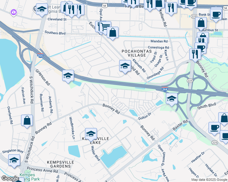 map of restaurants, bars, coffee shops, grocery stores, and more near 4953 Citrine Avenue in Virginia Beach