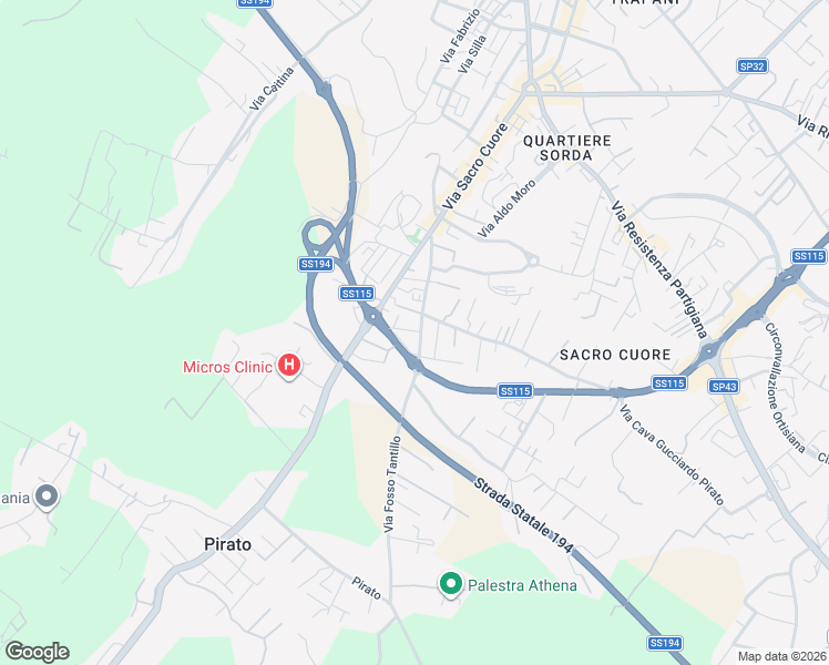 map of restaurants, bars, coffee shops, grocery stores, and more near 161 Via Fosso Tantillo in Modica