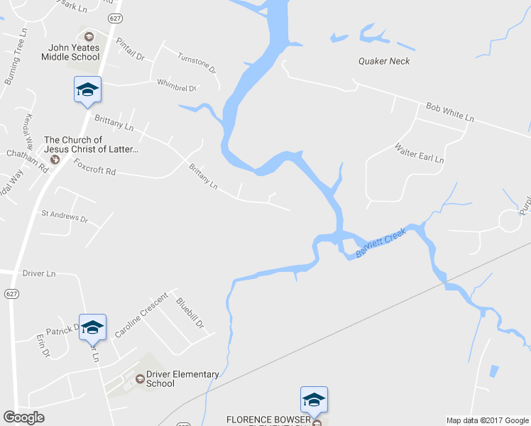 map of restaurants, bars, coffee shops, grocery stores, and more near 144 Brittany Lane in Suffolk
