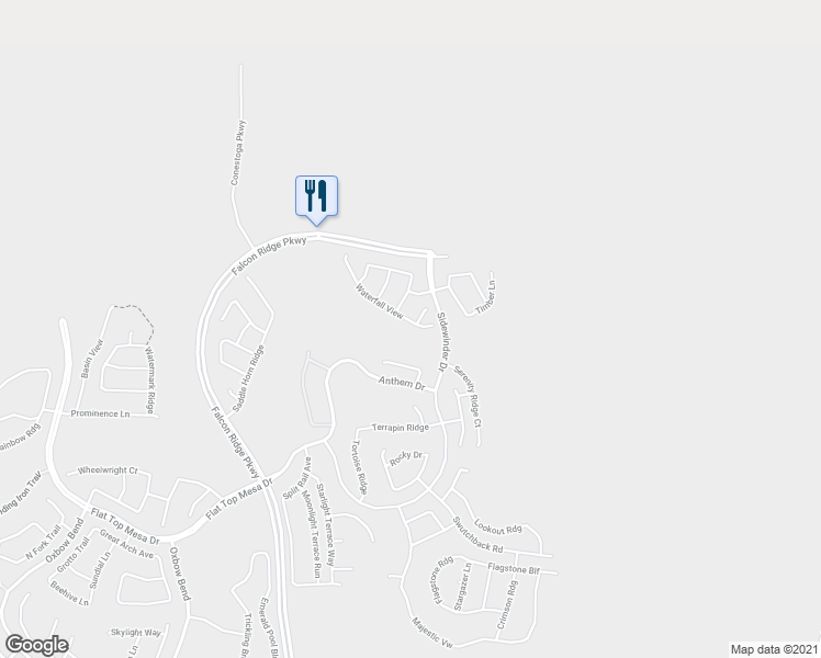 map of restaurants, bars, coffee shops, grocery stores, and more near 1128 Waterfall View in Mesquite