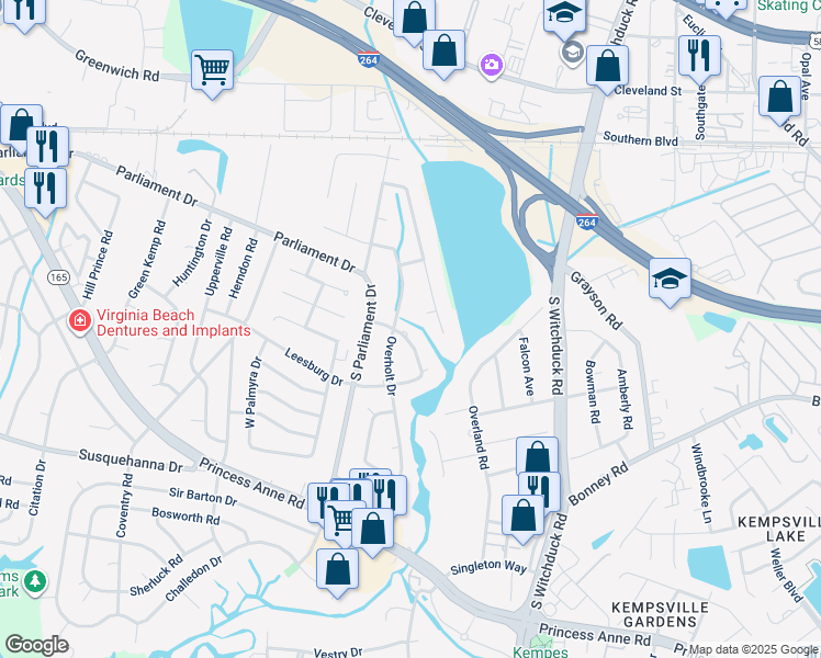 map of restaurants, bars, coffee shops, grocery stores, and more near 5216 Ambassador Drive in Virginia Beach