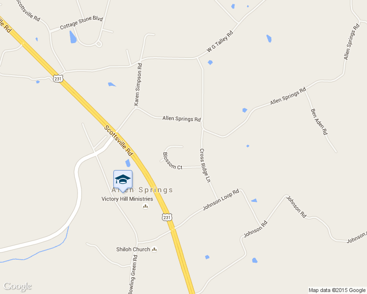 map of restaurants, bars, coffee shops, grocery stores, and more near Blossom Court in Scottsville