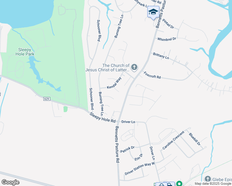 map of restaurants, bars, coffee shops, grocery stores, and more near 4404 Fincastle Court in Suffolk