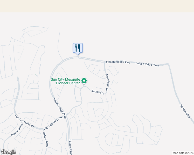 map of restaurants, bars, coffee shops, grocery stores, and more near 1140 Waterfall View in Mesquite