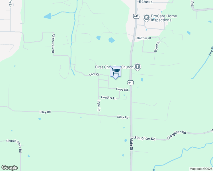 map of restaurants, bars, coffee shops, grocery stores, and more near Ashley Drive in Benton