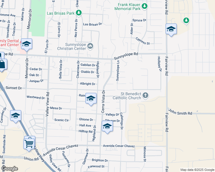 map of restaurants, bars, coffee shops, grocery stores, and more near 1607 Bodega Court in Hollister