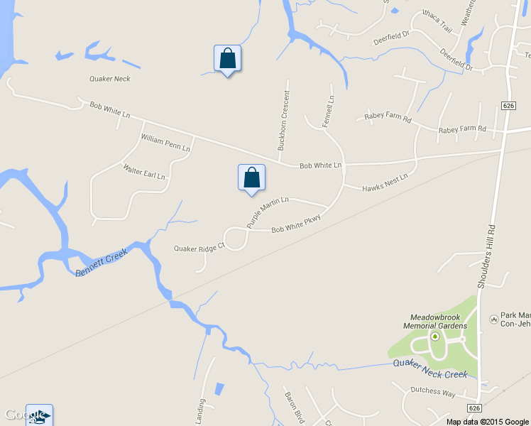 map of restaurants, bars, coffee shops, grocery stores, and more near 239 Purple Martin Lane in Suffolk