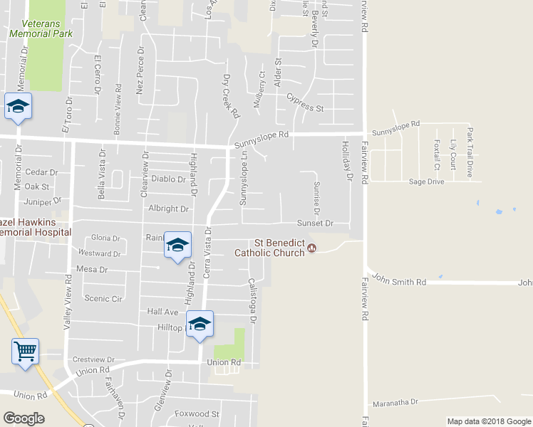map of restaurants, bars, coffee shops, grocery stores, and more near 1771 Sunnyslope Lane in Hollister