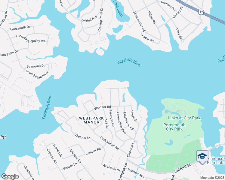 map of restaurants, bars, coffee shops, grocery stores, and more near 203 Pine Bluff in Portsmouth