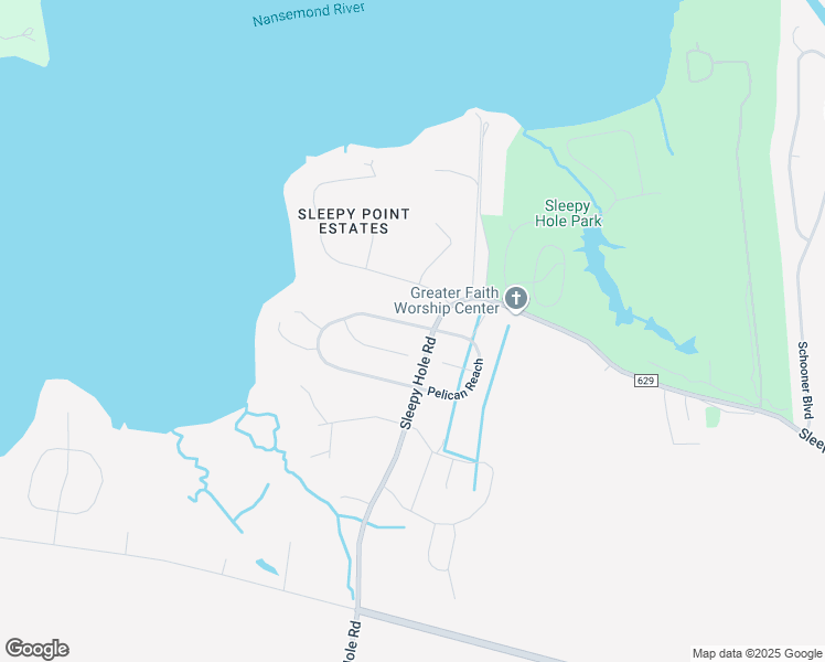 map of restaurants, bars, coffee shops, grocery stores, and more near 103 Nansemond Pointe Drive in Suffolk