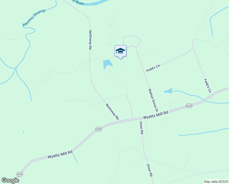 map of restaurants, bars, coffee shops, grocery stores, and more near 211 Nottoway Road in Jarratt
