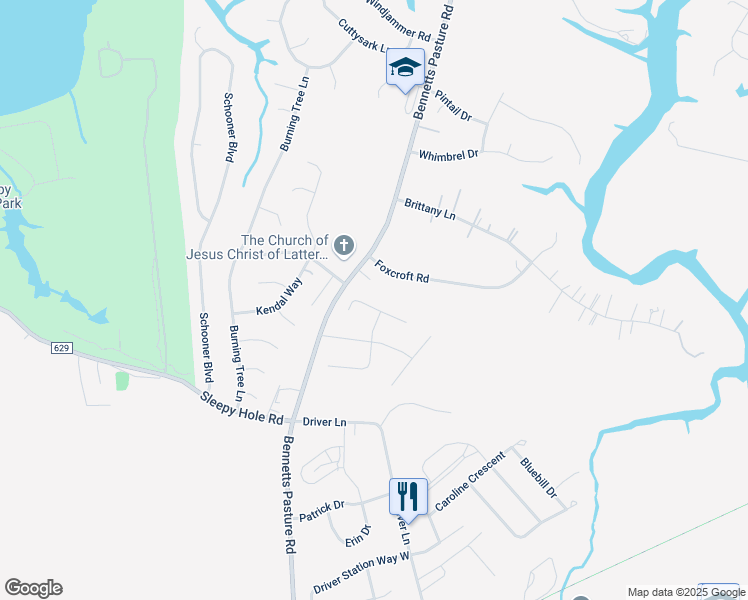 map of restaurants, bars, coffee shops, grocery stores, and more near 307 Saint Brie West in Suffolk