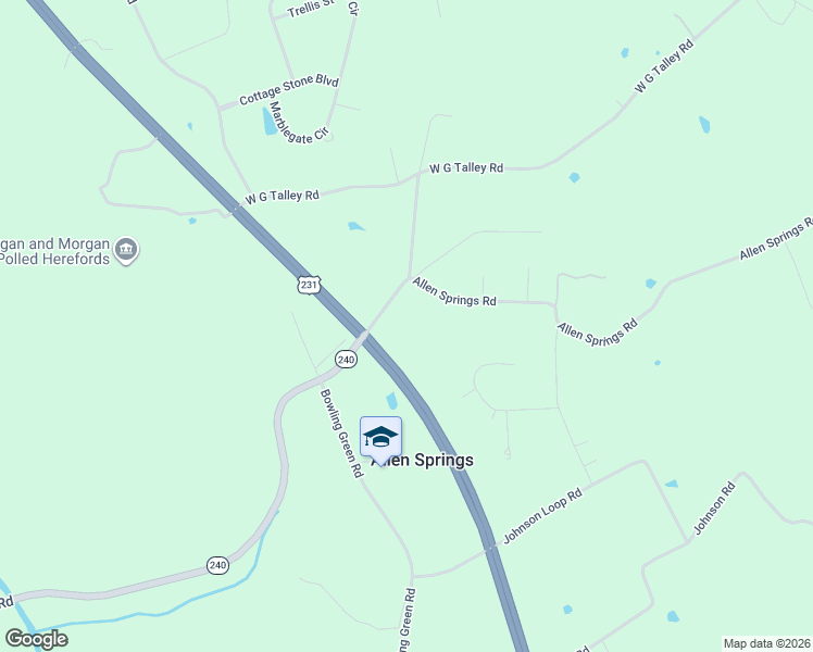 map of restaurants, bars, coffee shops, grocery stores, and more near 303 Allen Springs Road in Alvaton