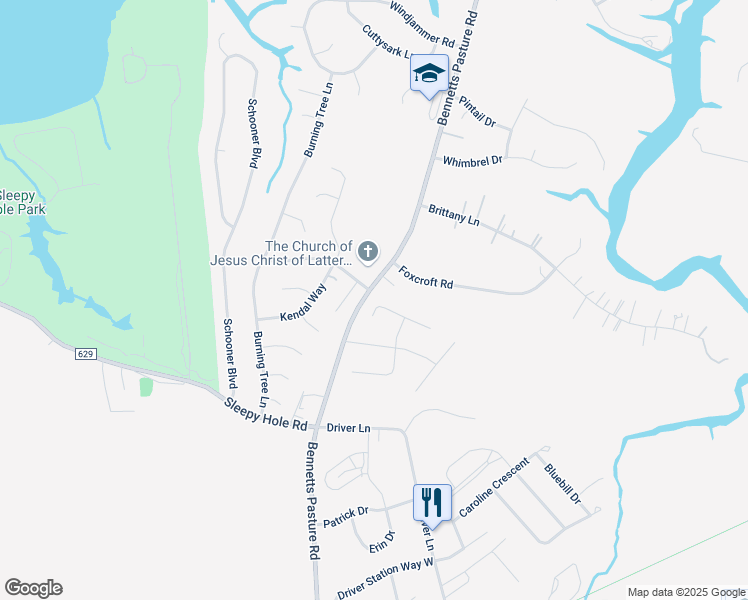 map of restaurants, bars, coffee shops, grocery stores, and more near 307 Saint Brie West in Suffolk