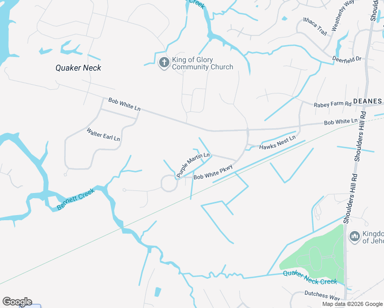 map of restaurants, bars, coffee shops, grocery stores, and more near 239 Purple Martin Lane in Suffolk